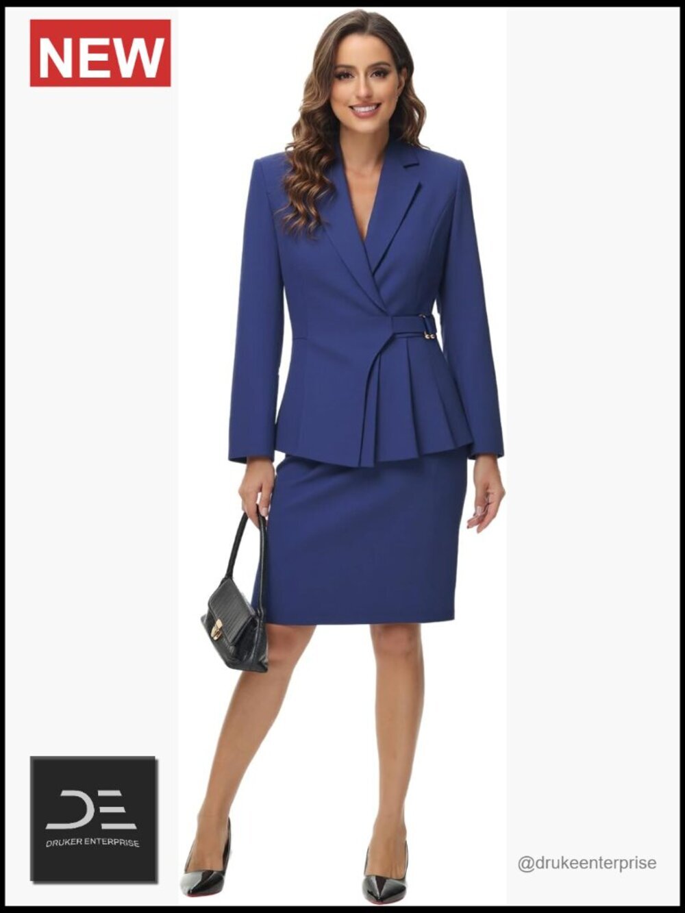 2 Piece Skirt Set Blazer and Midi Skirt Business Casual Suit Asymmetric Work